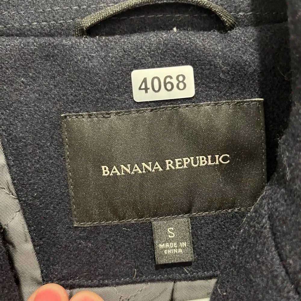 Banana Republic Mens Navy Blue Wool Double Breasted Pea Coat Jacket Small